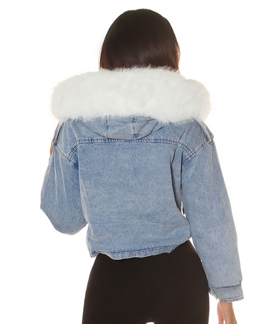 Veste courte Denim en fausse fourrure