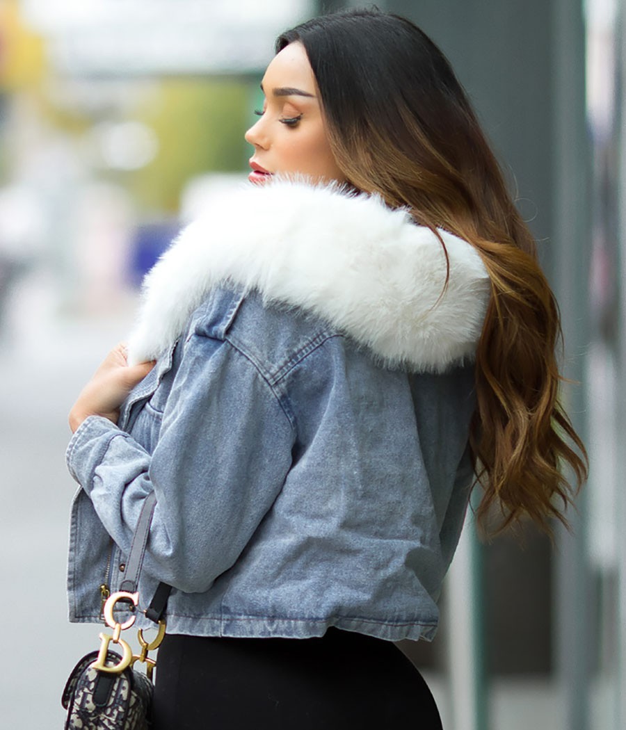 Veste courte Denim en fausse fourrure