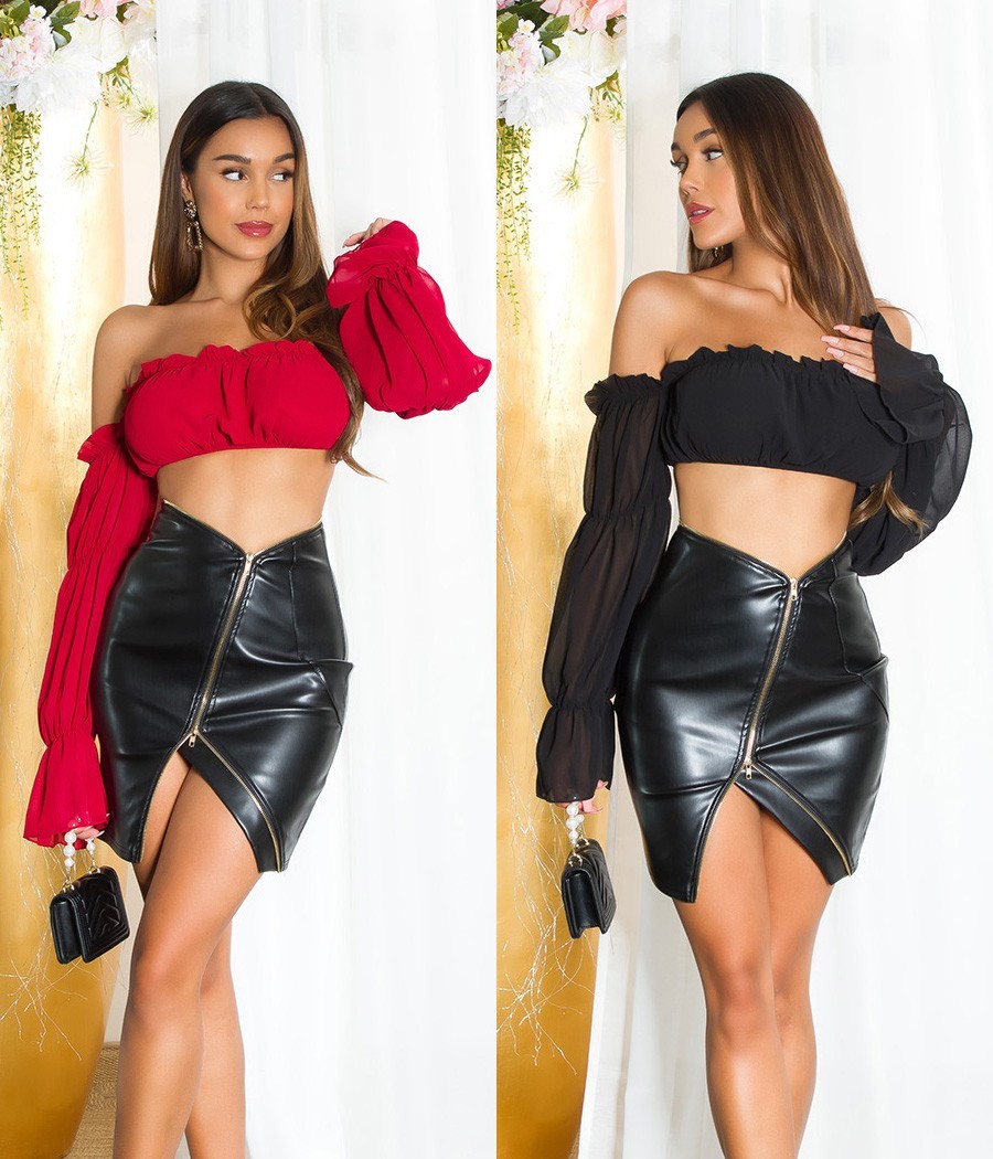 Crop-top romantiques manches bouffantes